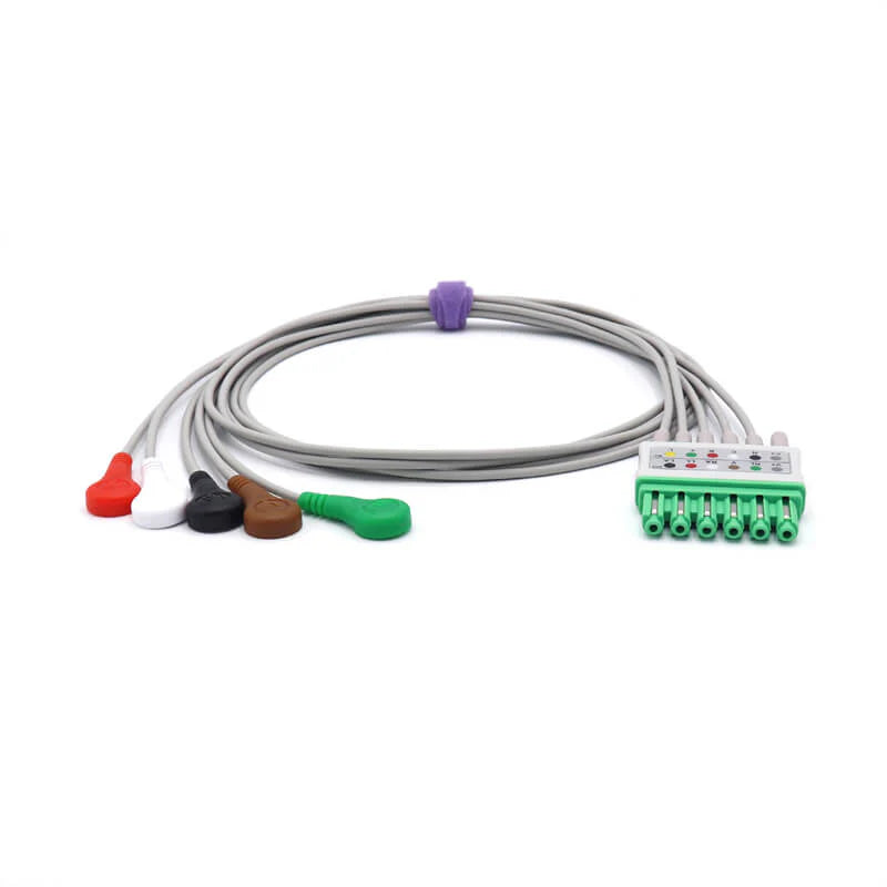 Conector a presión de 5 cables de ECG compatibles con Draeger-Siemens Infinity