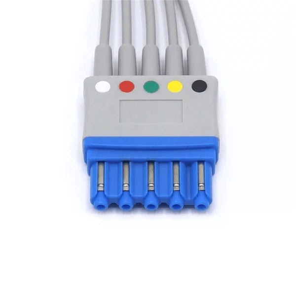Electrocardiógrafo ECG Philips M1971A compatible con 5 cables conductores según la norma europea IEC.