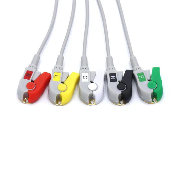 Cable de ECG Philips compatible con 5 cables conductores, conector IEC estándar europeo de 12 pines.