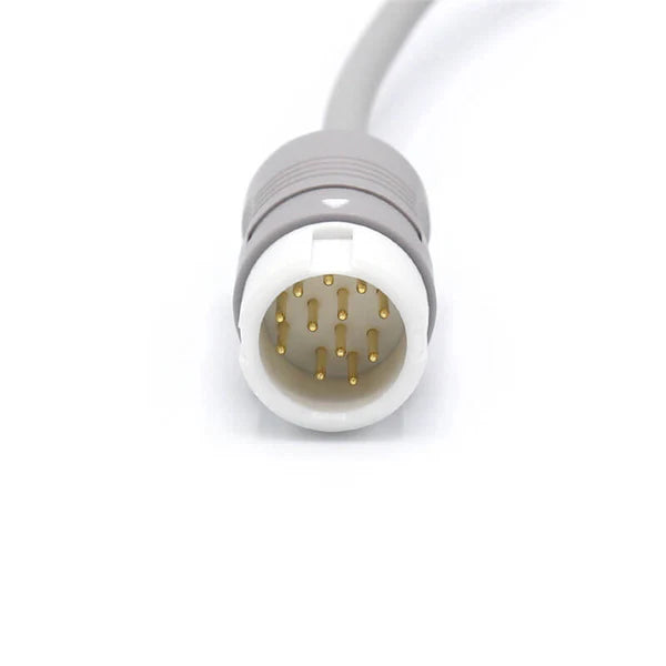 Cable de ECG Philips compatible con 5 cables conductores, conector IEC estándar europeo de 12 pines.