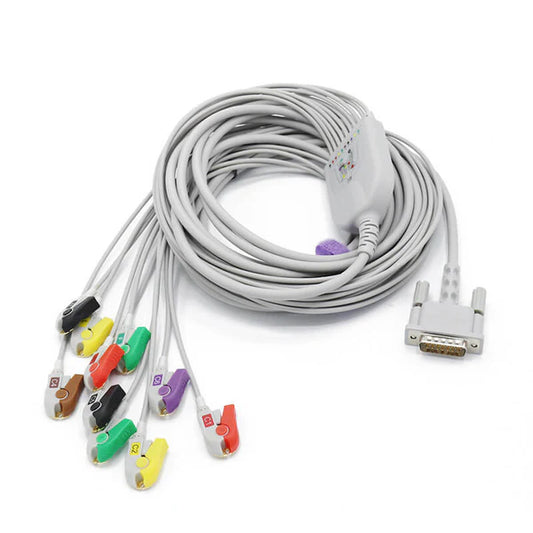 Cable de EKG Philips 9293-042-50 compatible con 10 derivaciones, conector AHA de 15 pines