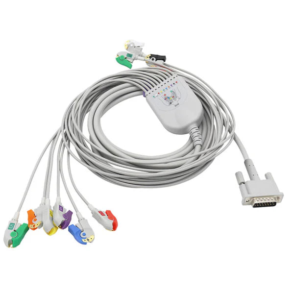 Cable de EKG Philips 9293-042-50 compatible con 10 derivaciones, conector AHA de 15 pines