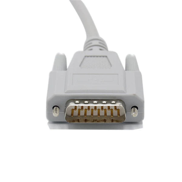 Cable de ECG compatible con Nihon Kohden BJ-901D, 10 derivaciones, aguja de 15 pines, conector estándar europeo.