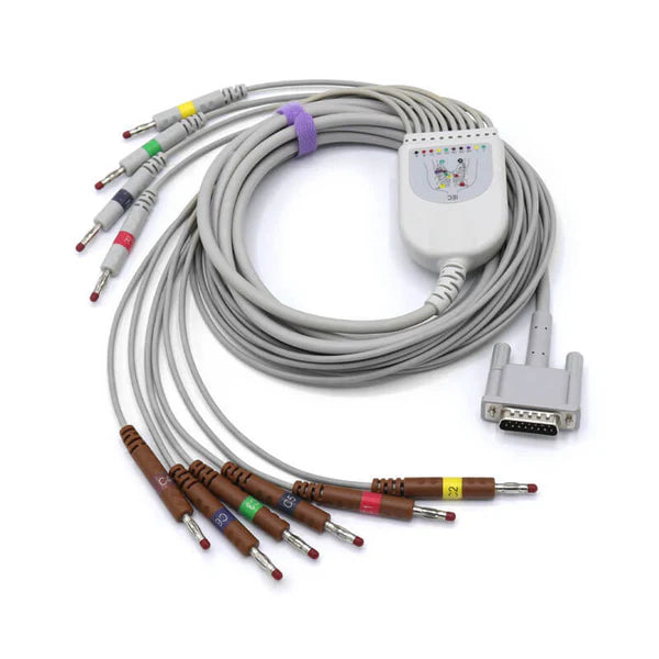 Cable de EKG compatible con Philips M3703C, 10 derivaciones, conector IEC banana de 4,0 mm, estándar europeo.