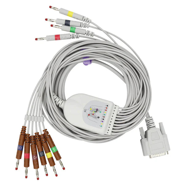 Cable de ECG Edan compatible con 10 derivaciones IEC Banana de 4,0 mm, conector estándar europeo