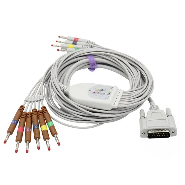 Cable de ECG Edan compatible con 10 derivaciones IEC Banana de 4,0 mm, conector estándar europeo