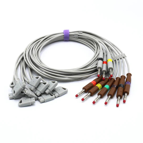 Cables de conexión tipo banana compatibles con Philips EKG, 10 derivaciones, IEC, estándar europeo