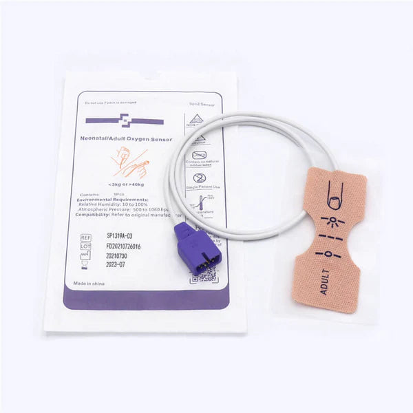 Sonda de sensor de Spo2 desechable Nellcor MAX-A para adultos, compatible, 9 pines, paquete de 12
