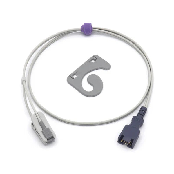 Sensor SpO2 tipo clip de oreja de 1 m con conector de 9 pines – insumo alternativo