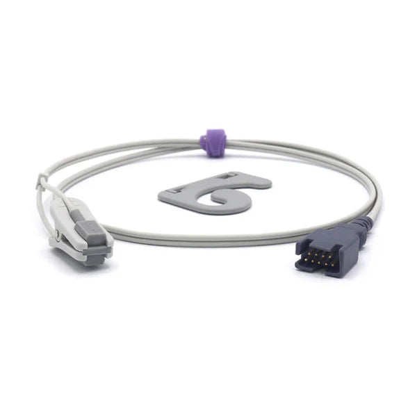 Sensor SpO2 tipo clip de oreja de 1 m con conector de 9 pines – insumo alternativo