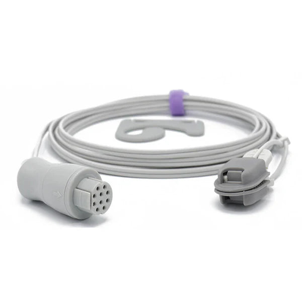 Sensor de Spo2 Datex-Ohmeda OXY-E4-N con clip para oreja para adultos, 3 m, conector de 10 pines