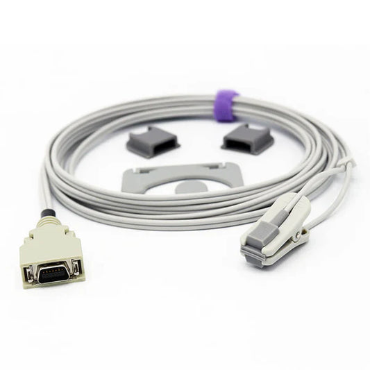 Sensor de Spo2 Mindray Datascope con clip para oreja para adultos, conector de 14 pines y 3m.