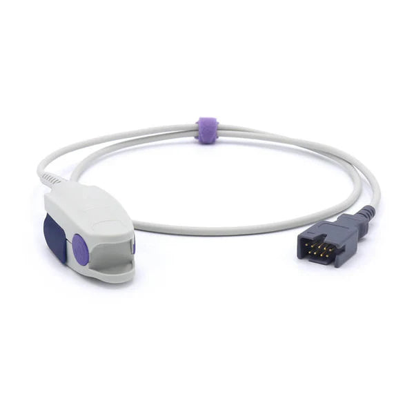 Sensor SpO2 para adultos tipo pinza de dedo de 1 m con conector de 9 pines – insumo alternativo