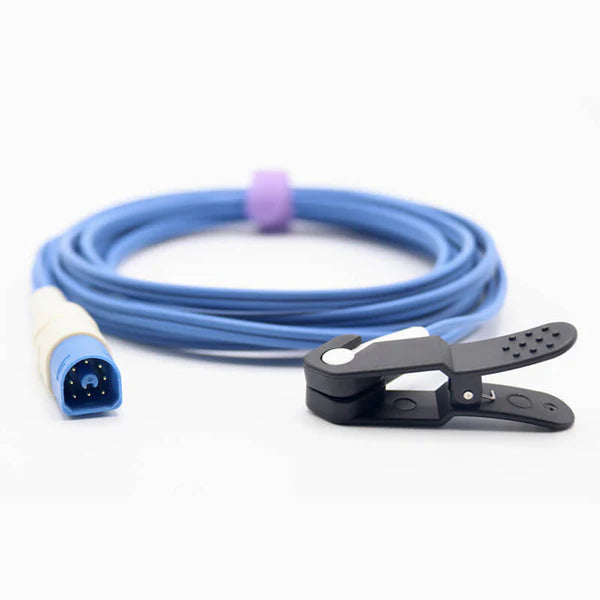 Sensor Spo2 veterinario Philips compatible con clip para oreja y lengua de animales, 3 m, conector de 8 pines